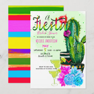 Invitation Fête de Succulentes à Rayures Brillantes pour Ente
