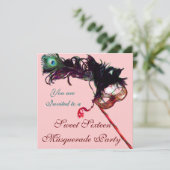 Invitation FÊTE DE SUCRÉE SEIZE ANS MASQUERADE ,Rose Métal Do (Debout devant)