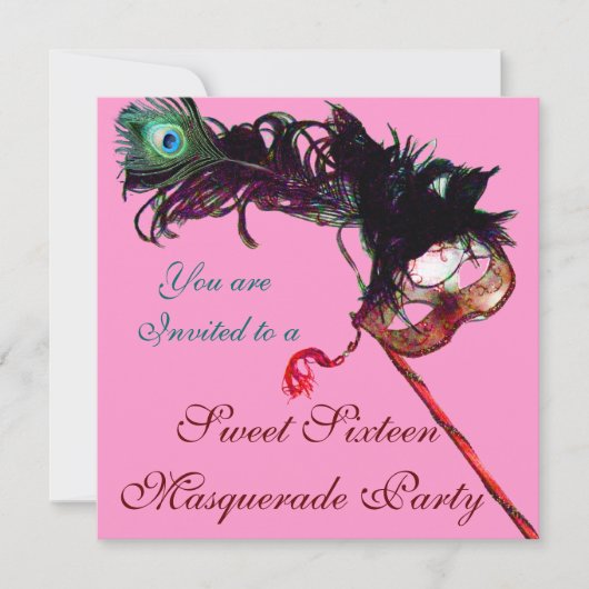 Invitation FÊTE DE SUJÉTION MASQUÉE Rose Métallic Or (Devant)