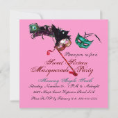 Invitation FÊTE DE SUJÉTION MASQUÉE Rose Métallic Or (Dos)