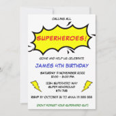 Invitation Fête de super-héros Joyeux Anniversaire (Devant)