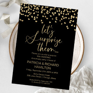 Invitation Fête de Surprise d'Anniversaire de Mariage en Or N