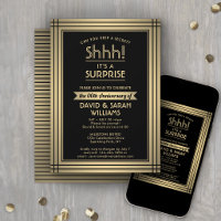 Fête de Surprise d'Anniversaire Élégante Noir et O
