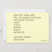 Invitation Fête de surprise de l'émotion secrète (Dos)