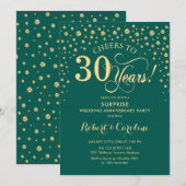 Invitation Fête de surprise du 30e anniversaire de mariage ve (Devant / Derrière)