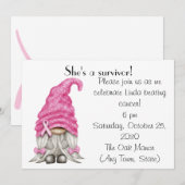 Invitation Fête de survivant du cancer du sein de Gnome/colle (Devant / Derrière)