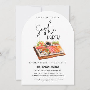 Invitation Fête de Sushi Courbé pour Toute Occasion Soirée de
