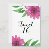 Invitation Fête de Sweet 16 Fleur de Floral Aquarelle Rose (Dos)