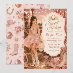 Invitation Fête de Sweet Sixteen Cowgirl