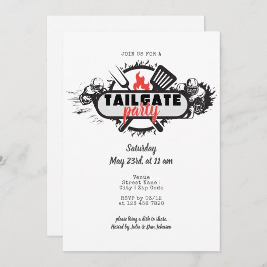 Invitation Fête de Tailgate Friendsgiving BBQ Grill & Chill P (Devant / Derrière)