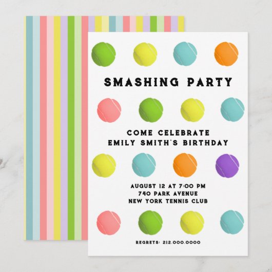 Invitation Fête de tennis (Devant / Derrière)