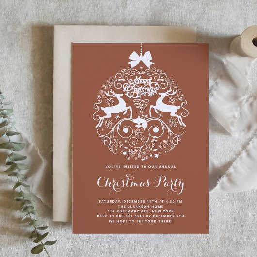 Invitation Fête de Terracotta Ornate Ornament fête de Noël