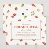 Invitation Fête de Thanksgiving à la Feuillage Moderne, Frien (Devant / Derrière)