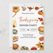 Invitation Fête de Thanksgiving aquarelle (Devant)