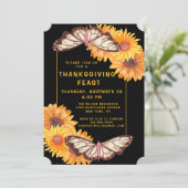 Invitation Fête de Thanksgiving au tournesol rustique et papi (Debout devant)
