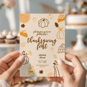 Invitation Fête de Thanksgiving Automne Dîner d'automne