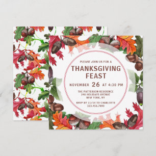 Invitation Fête de Thanksgiving aux feuilles d'automne et aux