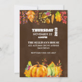 Invitation Fête de Thanksgiving avec citrouilles et feuilles  (Dos)