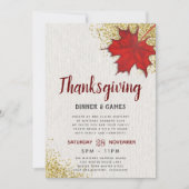 Invitation Fête de Thanksgiving avec feuille (Devant)