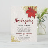 Invitation Fête de Thanksgiving avec feuille (Debout devant)