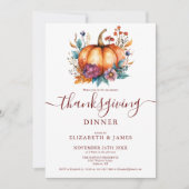 Invitation Fête de Thanksgiving Citrouille Automne Rustique B (Devant)