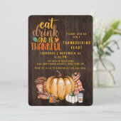 Invitation Fête de Thanksgiving Citrouille d'aquarelle d'auto (Debout devant)