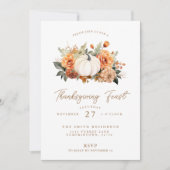 Invitation Fête de Thanksgiving Citrouille Dîner de fête Invi (Devant)