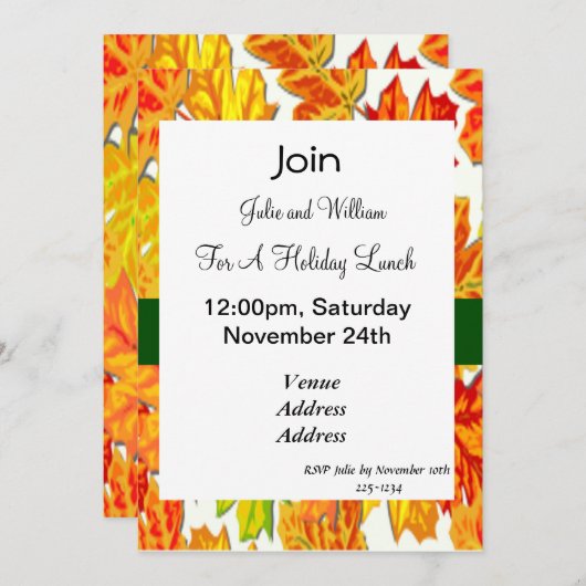 Invitation Fête de Thanksgiving, Citrouille, Squash, Sunflowe (Devant / Derrière)