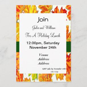 Invitation Fête de Thanksgiving, Citrouille, Squash, Sunflowe