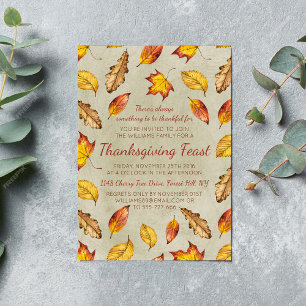 Invitation Fête de Thanksgiving de Fall Leave