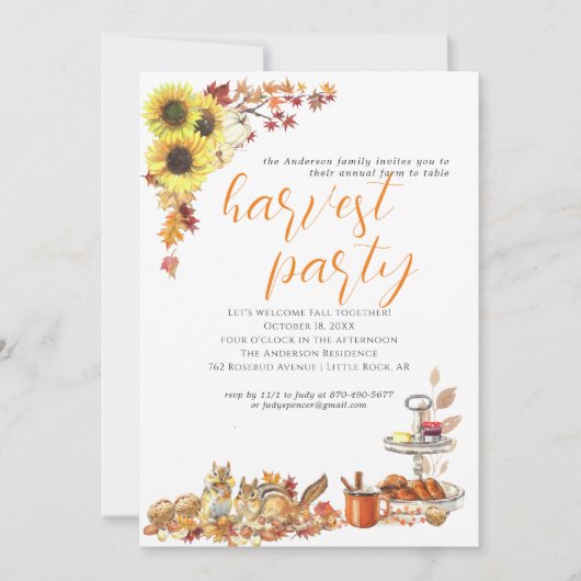 Invitation Fête de Thanksgiving de la moisson d'automne (Devant)