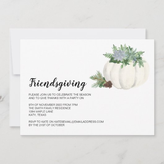 Invitation Fête de Thanksgiving Elegance Fall Friendgiving (Devant)