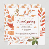 Invitation Fête de Thanksgiving et Friendsgiving avec feuille (Devant / Derrière)