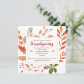 Invitation Fête de Thanksgiving et Friendsgiving avec feuille (Debout devant)