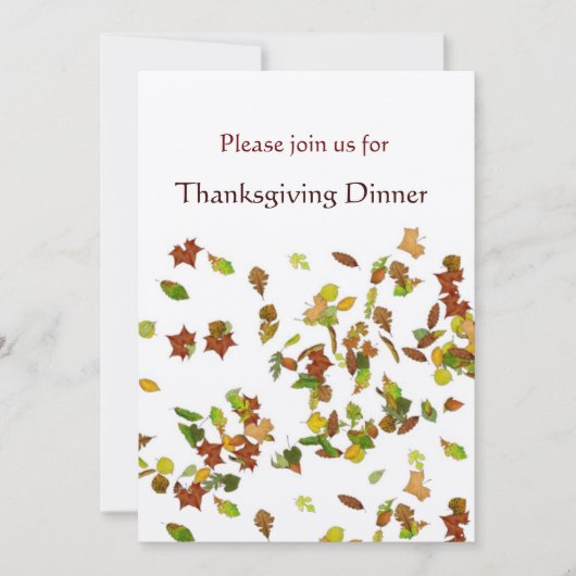 Invitation Fête de Thanksgiving feuilles d'AUTOMNE or (Devant)