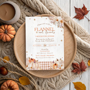 Invitation Fête de Thanksgiving Flanelle Rustique et Amis