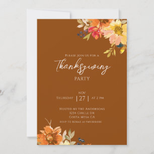 Invitation Fête de Thanksgiving Florale Élégante d'Automne