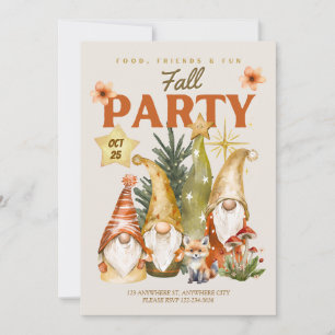 Invitation Fête de Thanksgiving Gnome d'automne