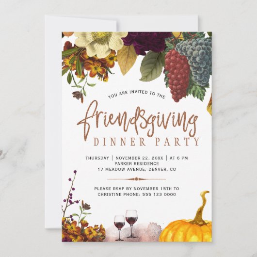 Invitation Fête de Thanksgiving moderne et rustique (Devant)