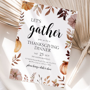 Invitation Fête de Thanksgiving Pumpkin Let's Gather
