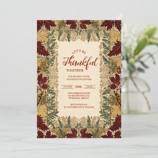 Invitation Fête de Thanksgiving Rustique Fall Leaf (Debout devant)