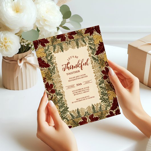 Invitation Fête de Thanksgiving Rustique Fall Leaf
