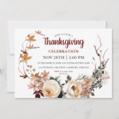 Invitation Fête de Thanksgiving Rustique Floral Wreath (Devant)