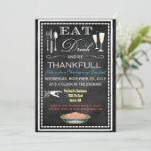 Invitation Fête de Thanksgiving sur tableau noir (Debout devant)
