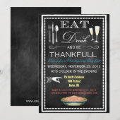 Invitation Fête de Thanksgiving sur tableau noir (Devant / Derrière)