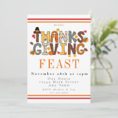 Invitation Fête de Thanksgiving Turquie Citrouilles Feuilles (Debout devant)