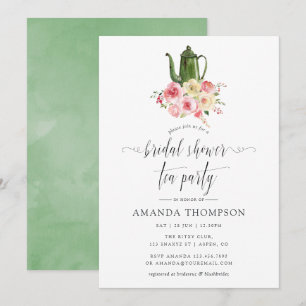 Invitation Fête de thé à la Fête des mariées florale Blush & 