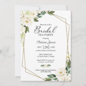Invitation Fête de thé à la nuptiale blanche géométrique vert (Devant)