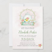 Invitation Fête de thé à l'aquarelle rose rose (Devant)