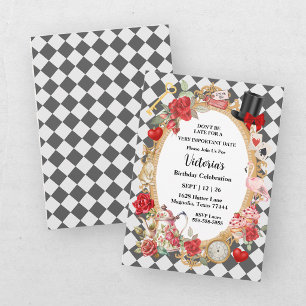Invitation Fête de thé Alice au pays des merveilles Fille Ann